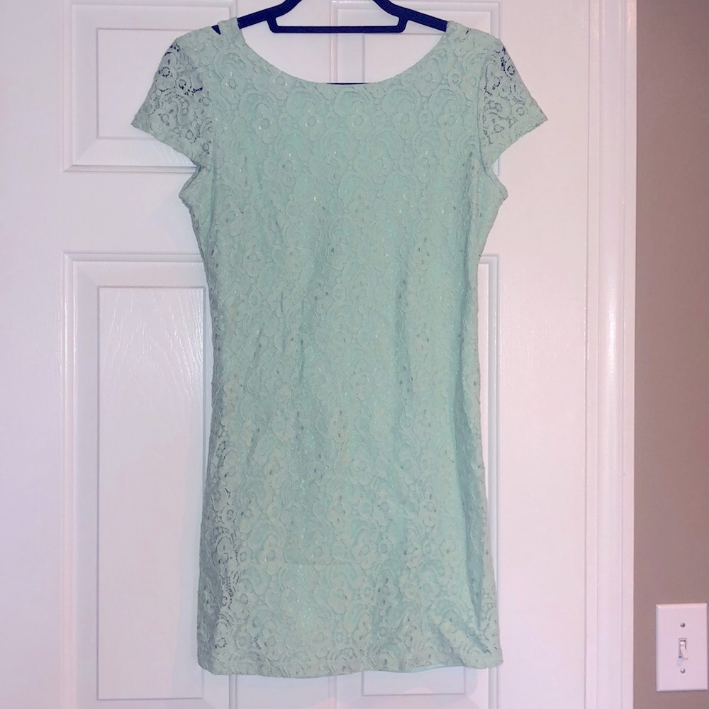 Teal Lace Mini Dress- Size M